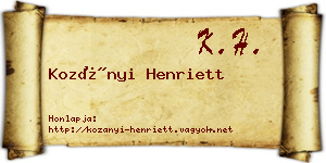 Kozányi Henriett névjegykártya